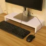 Monitor Height Increasing Bracket ,Wooden Monitor Stand LED Computer Monitor Riser Desktop Organizer Display Rack Purplish White - Image 2