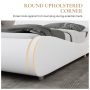 Sha Cerlin White Full Platform Bed, Leather Bed Frame with Adjustable Headboard, Adults - Image 4