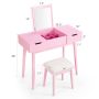 Makeup Vanity Table Set with Flip Top Mirror and 2 Drawers - Image 3