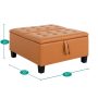 Caramel, Folding Storage Ottoman, Upholstered Leather Ottoman Coffee Table, Large Ottoman with Storage for Living Room - Image 3