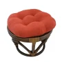 Rattan Ottoman with Micro Suede Cushion -Spice (Red) - Image 4