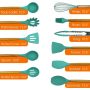 12-Piece Aqua Silicone Utensil Spatula Set with Wooden Handles - Image 6