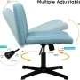 Waleaf Armless Office Desk Chair No Wheels,Fabric Padded Modern Swivel Vanity Chair,Height Adjustable Wide Seat Computer Chair - Image 2