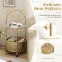 Golden Modern Sofa Side Table on Lockable Wheels for Living Room Bedroom Study - Image 6