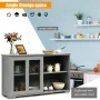 Costway Kitchen Storage Cabinet Sideboard Buffet Cupboard w/ Sliding Door Gray - Image 5