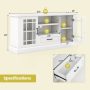 White TV Stand for TVs up to 70 with Glass Doors Cubbies and Drawer - Image 4