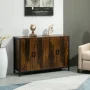 HOMCOM Coffee Bar Adjustable Shelves Industrial Sideboard, Rustic Brown - Image 2