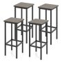 Set of 4 Gray Bar Stool Set 26 Inch Bar Chair with Metal Legs and Footrest - Image 1