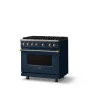 Viking - 36 in. Wide 6 Burner Pro 5 Series 5.1 Cu. Ft. Freestanding Sealed Burner Gas Convection Rangewith Brushed Brass Trim - Slate Blue - Image 2