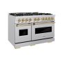 ZLINE - 48 in. Wide 8 Burner Autograph Classic Double Oven Dual Fuel Freestanding Range w/ Champagne Bronze Accents - Stainless Steel - Image 3