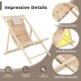 Solid Fir Wood Lounge Chair with 3-Level Adjustable Backrest and Soft Padded Headrest - Image 6