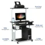 Alden Design Metal Portable Computer Desk with 4 Storage Shelves and Keyboard Tray, Black/Gray - Image 3