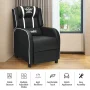 Gymax Massage Gaming Recliner Chair Racing Single Lounge Sofa Home Theater Seat White - Image 5