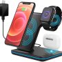 Wireless Charger Station,3 in 1 Fast Wireless Charging Station Wireless Charger Station for iPhone 14 13 12/11 PRO Max/X/XS Max /8/ iWatch Series 2/3/4/5 /6/7 Airpods 3/2/1 with QC 3.0 Adapter - Image 2