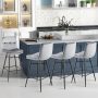 Gray 2 Pieces 29 Inch Velvet Bar Stools Set with Tufted Back and Footrests - Image 6