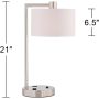 360 Lighting Colby Modern Desk Table Lamp with Hotel Style USB and AC Power Outlet in Base 21" High Brushed Nickel White Linen Drum Shade for Living Room Bedroom House Bedside Reading Home - Image 2