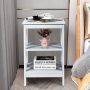 Gray 3-Tier Nightstand Set of 2 with Reinforced Bars and Stable Structure - Image 6