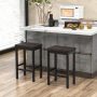 Brown 24 Inch Bar Stools with Padded Seat Footrest and Rubber Wood Frame - Image 1