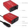 150W Car Power Inverter DC 12V to 110V AC Converter 4.2A Dual USB Ports Car Charger Adapter Red - Image 3