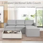 Costway Convertible Sectional Sofa L-Shaped Couch w/Reversible Chaise Light Grey - Image 5