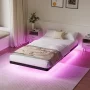 Lusimo Twin Size Floating Bed Frame with LED Lights and Mattress Slip Guard, Metal Platform Bed Frames Twin with Steel Slat Support, No Box Spring Needed, Black - Image 1