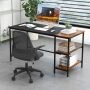 55 Inch Modern Industrial Style Study Writing Desk with 2 Storage Shelves - Image 6