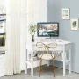 Costway Triangle Computer Desk Corner Office Desk Laptop Table w/ Drawer Shelves - Black - Image 5