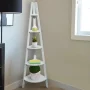 72 in. White Wood 5-shelf Ladder Bookcase - Image 5