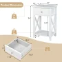 Costway Nightstand Sofa Side End Table with Drawer & Shelf Bedroom Furniture White - Image 5