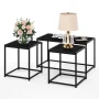 Furinno 3-Pcs Modern Wood and Metal Living Room Table Set, Americano / French Oak Grey - Image 5