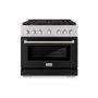 ZLINE - 36 in. Wide 6 Burner 5.2 cu. ft.  Paramount Dual Fuel Freestanding Range with  Convection Oven - Satin Steel/Black Matte - Image 1