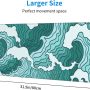 Japanese Green and White Wave Gaming Mouse Pad XL, Non Slip Rubber Base Mousepad, Stitched Edges Desk Pad, Extended Large Mice Pad,31.5 X 11.8 Inch - Image 3
