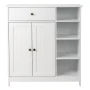 Zimtown Wooden 2-Door Bathroom Cabinet Storage Organizer with 2 Shelves& 1 Drawer & Three-layer Side Rack, White - Image 3