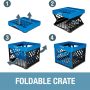 CleverMade - Collapsible Milk Crates, 25L Plastic Stackable Storage Bins CleverCrates Utility Folding Baskets, Pack of 3, Black - Image 6
