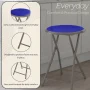 Backless 18 in. Round Folding Stool with Padded Seat, Royal Blue Portable Counter Bar Stool for Kitchen or Rec Room - Image 4