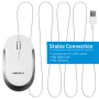 Silent USB Mouse Wired for Mac/PC, Compact Design, Optical Sensor and DPI Switch 800/1200/1600/2400 in White - Image 6
