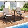 Gray 2 Pieces 360 Rotating Bar Stool Set with Armrests for Patio - Image 1