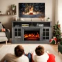 Electric Fireplace TV Stand for 75″ TVs Fireplace Entertainment Center TV Console Table with 23″ Fireplace, Holds up to 200 lbs - Image 1