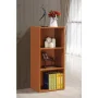 35.67 in. Cherry Wood 3-shelf Standard Bookcase with Storage - Image 3