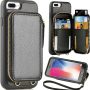 iPhone 8 Plus 7 Plus Wallet case,5.5 inch,ZVE Apple iPhone 7 Plus 8 Plus Case with Credit Card Holder Slot Zipper Wallet Pocket Purse,Protective Case Cover for Apple iPhone 8 Plus/7 Plus - Black - Image 1