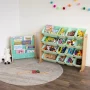 Humble Crew Kids Bailey Bookshelf 4 Tier Book Storage, Natural/Seafoam - Image 5