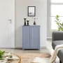 Alden Design Free Standing Storage Cabinet with Doors and Adjustable Shelves, Gray - Image 3