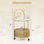 Golden Modern Sofa Side Table on Lockable Wheels for Living Room Bedroom Study - Image 4