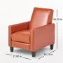 Darvis Burnt Orange Leather Recliner Club Chair - Image 3