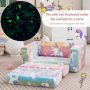 2-in-1 Flip Out Kids Sofa Chair with Detachable Flannel Fabric Cover and Glowing Patterns - Image 4