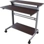 Stand Up Desk Store Rolling Adjustable Height Two Tier Standing Desk Computer Workstation (Silver Frame/Dark Walnut Top, 24 Inches) - Image 4
