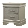 5 piece Amalia Queen Champagne Silver Upholstered Panel Bedroom Set - Image 3