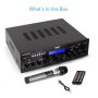 PYLE PDA8BUWM - Compact Home Theater Amplifier Stereo Receiver with Bluetooth Wireless Streaming, UHF Wireless Microphone, Mic ECHO and Volume Control, MP3/USB/SD/AUX/FM Radio, AV Inputs (200 Watt) - Image 2