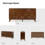 Kamis Modern Walnut 60 in. Hexagonal Embellishments Sideboard with Solid Wood Legs - Image 4