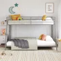 Mainstays Small Space Junior Twin over Full Low Profile Metal Bunk Bed, Silver - Image 1